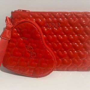 XOXO Glossy Red Heart Cosmetic Bag Set
